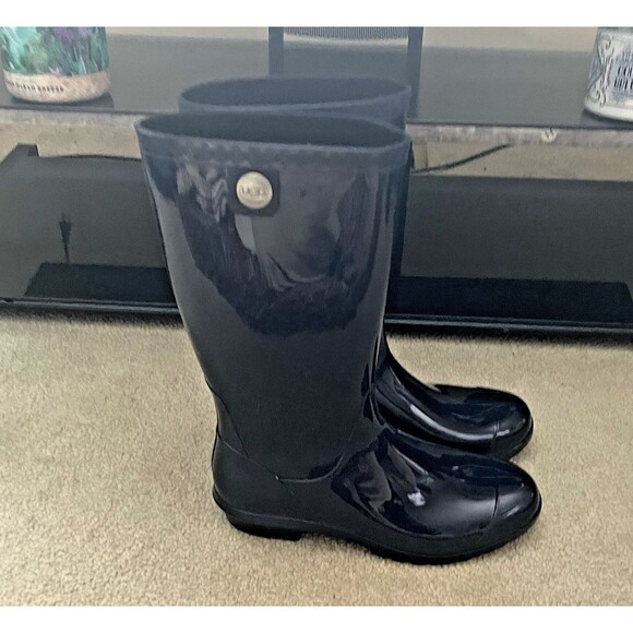 UGG Shaye Waterproof Tall Rain Boots Women’s Size 10 High Gloss Navy 1012350 - Picture 8 of 13
